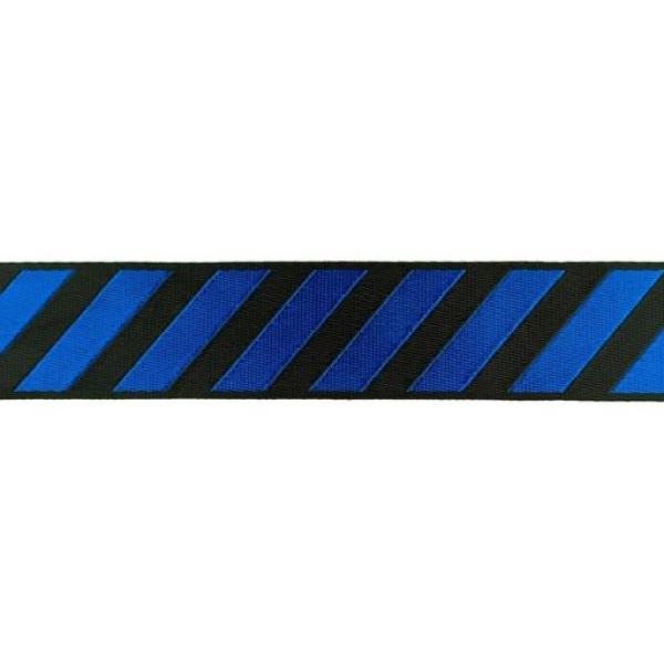 Gurtband 4 cm breit mit Streifen Schwarz/Royalblau glänzend